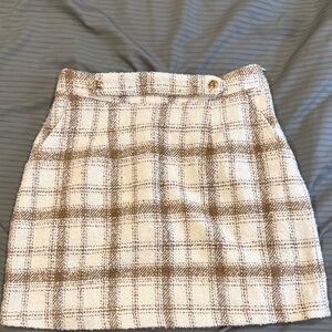 Elegant Checkered Mini Skirt in Brown and Cream